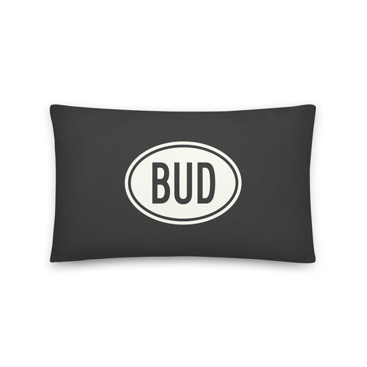 Unique Travel Gift Throw Pillow - White Oval • BUD Budapest • YHM Designs - Image 01