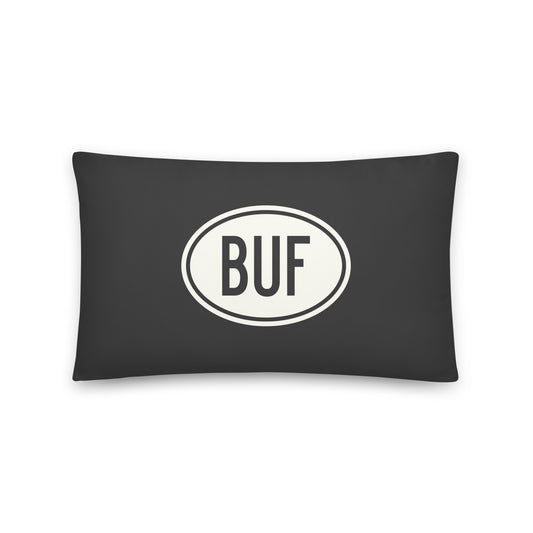 Unique Travel Gift Throw Pillow - White Oval • BUF Buffalo • YHM Designs - Image 01