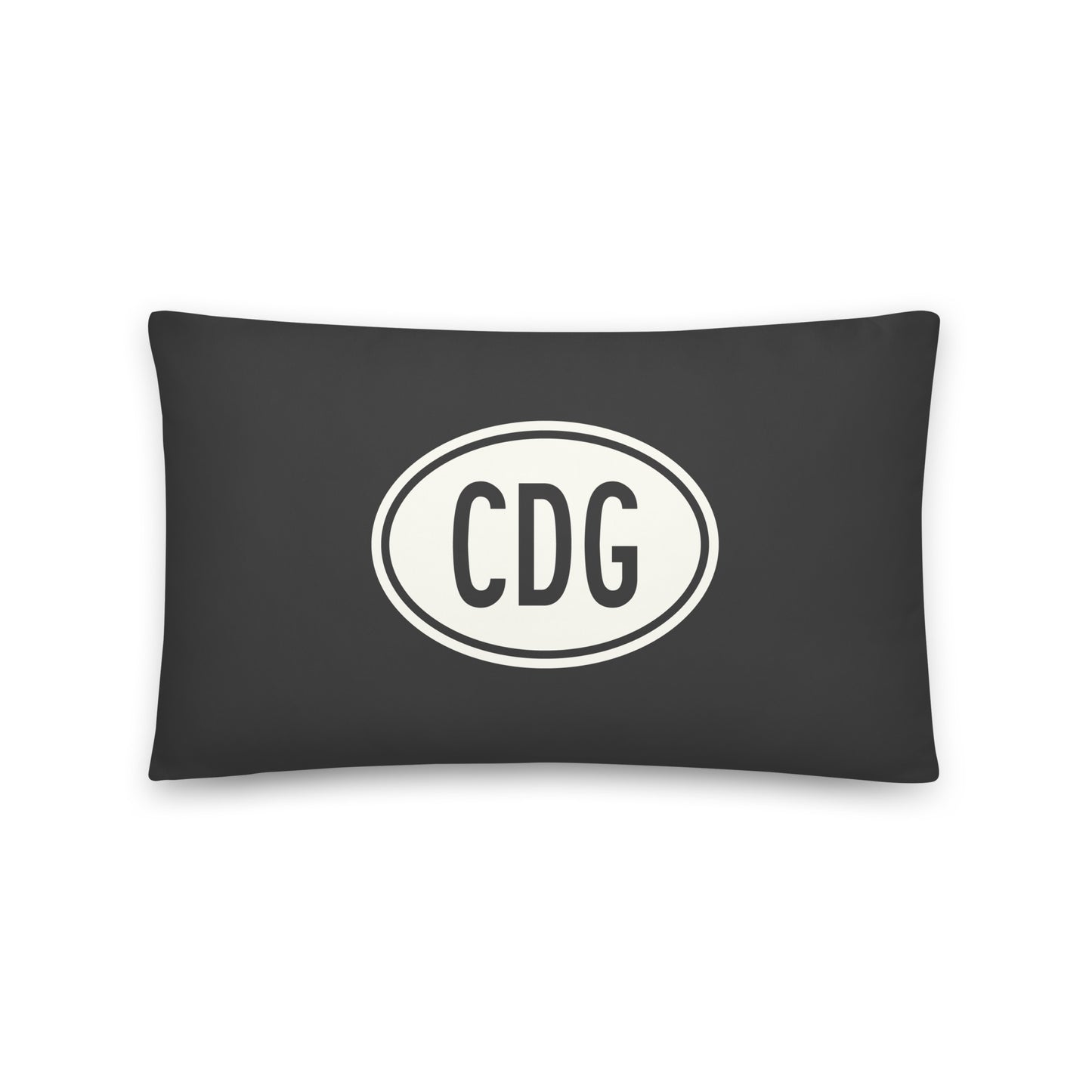 CDG Paris Throw Pillow • Eclipse Grey with Oval Car Sticker Design • YHM Designs - Image 01