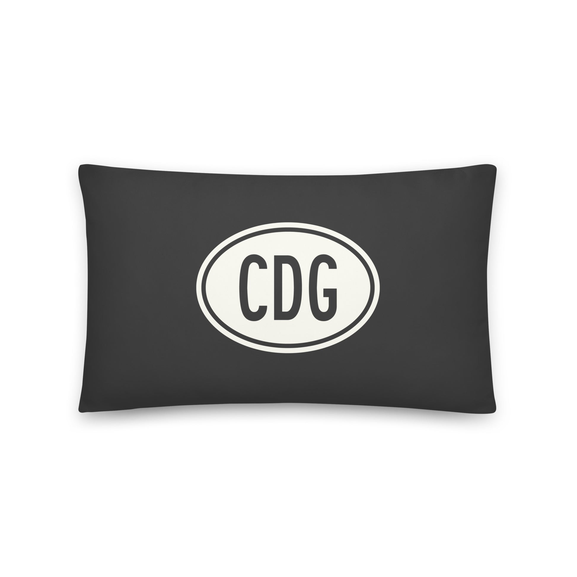CDG Paris Throw Pillow • Eclipse Grey with Oval Car Sticker Design • YHM Designs - Image 01