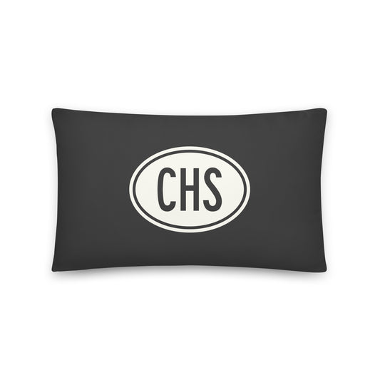 Unique Travel Gift Throw Pillow - White Oval • CHS Charleston • YHM Designs - Image 01