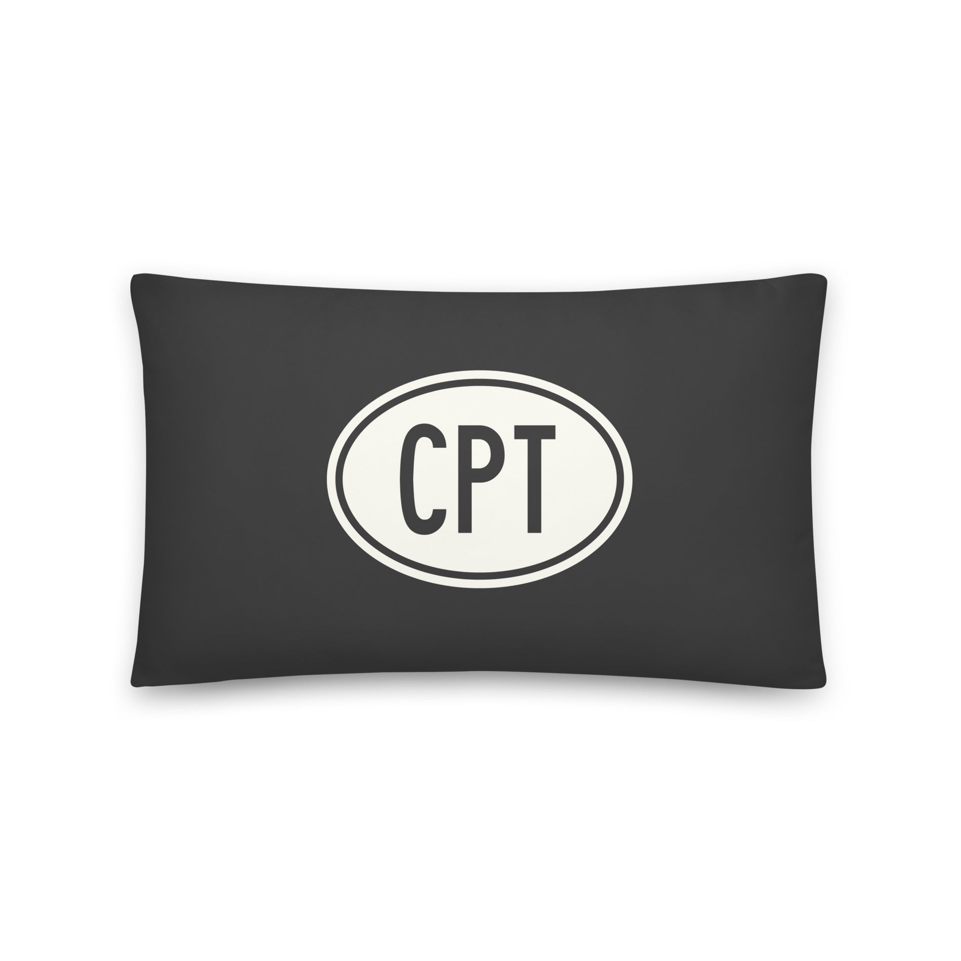 CPT Cape Town Throw Pillow • Eclipse Grey with Oval Car Sticker Design • YHM Designs - Image 01