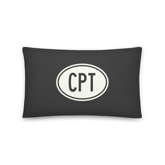 CPT Cape Town Throw Pillow • Eclipse Grey with Oval Car Sticker Design • YHM Designs - Image 01