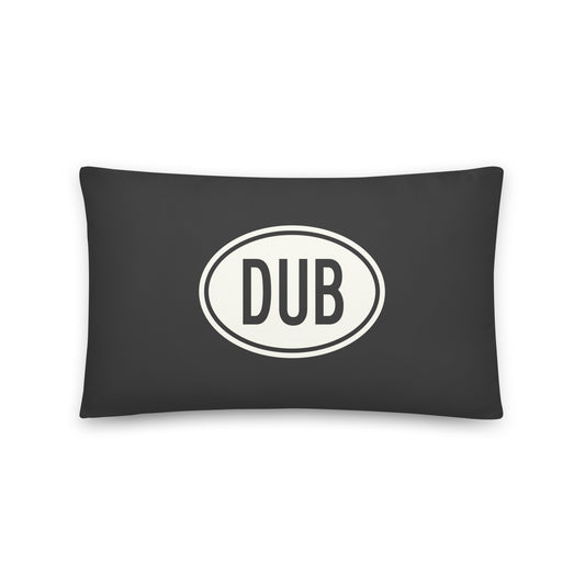 DUB Dublin Throw Pillow • Eclipse Grey with Oval Car Sticker Design • YHM Designs - Image 01