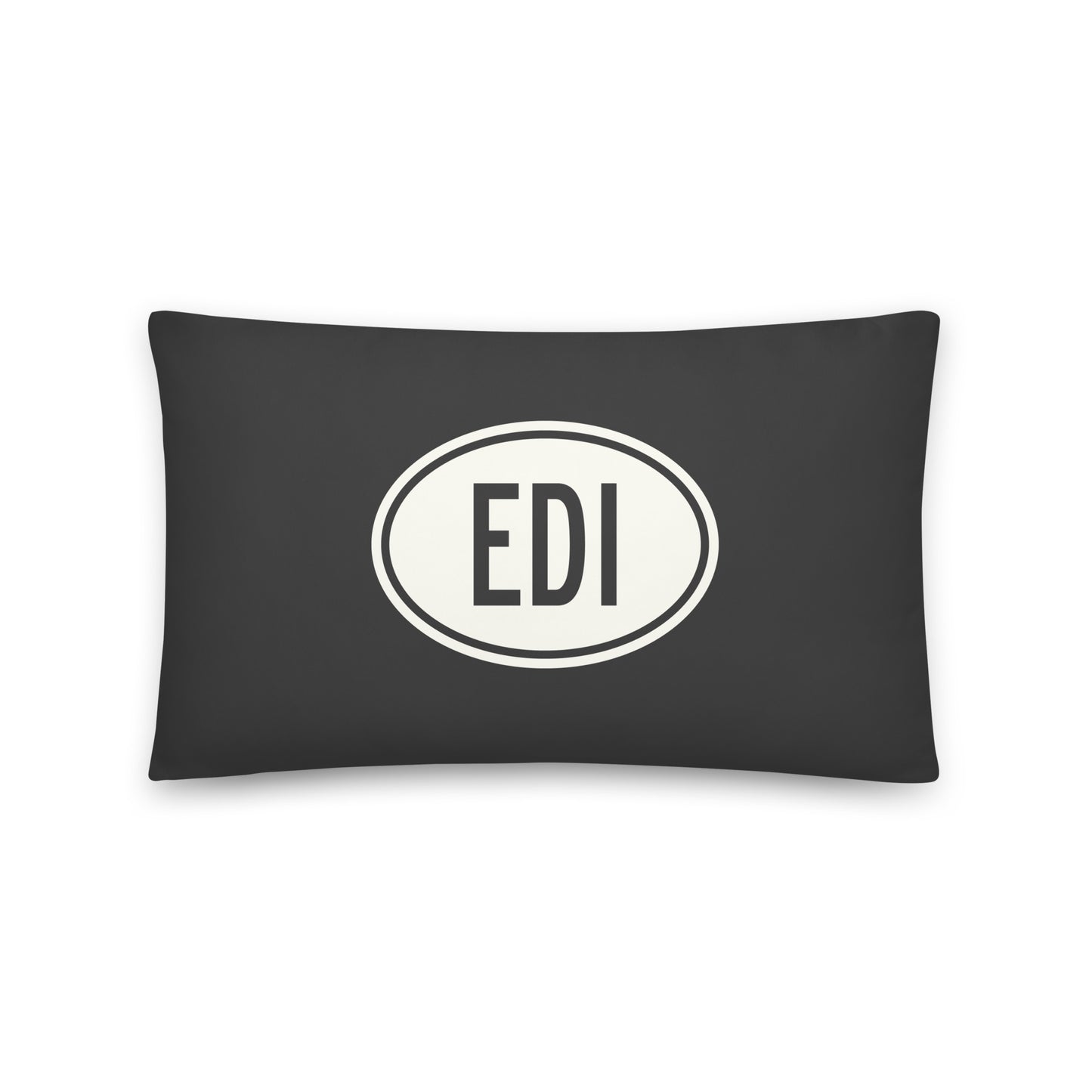 EDI Edinburgh Throw Pillow • Eclipse Grey with Oval Car Sticker Design • YHM Designs - Image 01