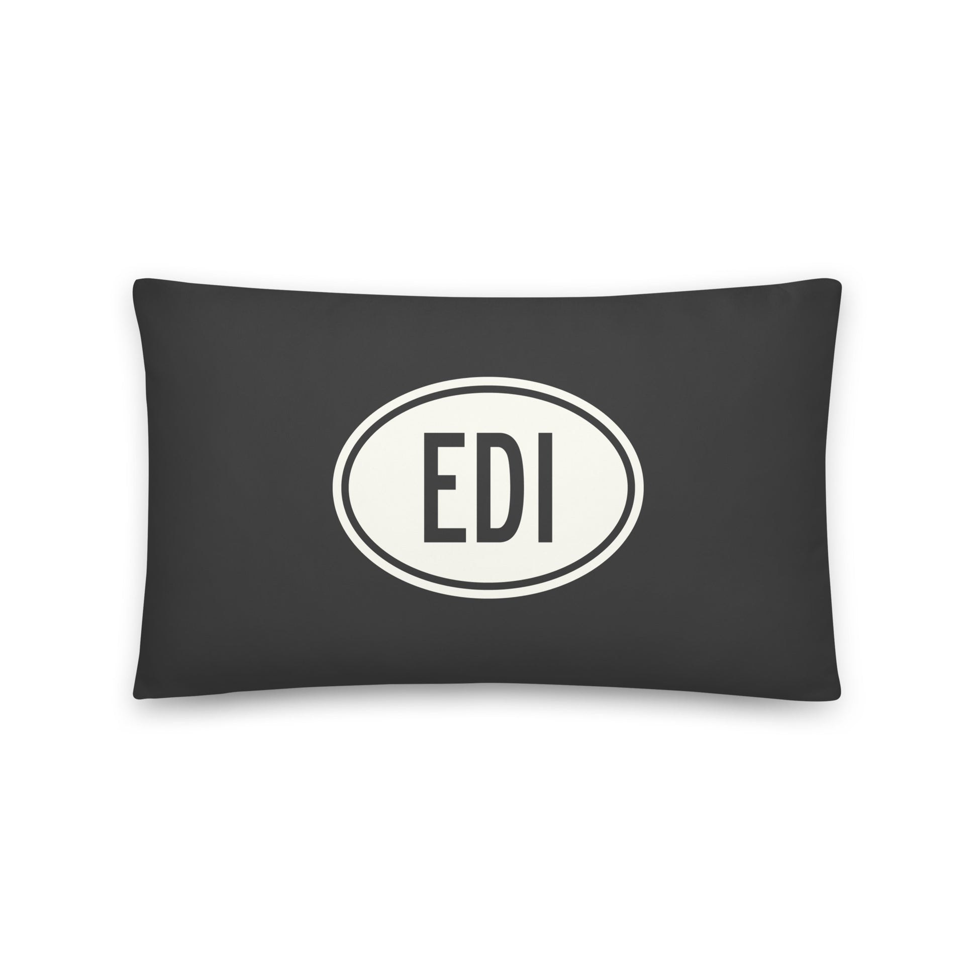 EDI Edinburgh Throw Pillow • Eclipse Grey with Oval Car Sticker Design • YHM Designs - Image 01