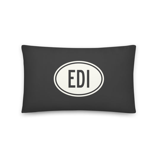 EDI Edinburgh Throw Pillow • Eclipse Grey with Oval Car Sticker Design • YHM Designs - Image 01