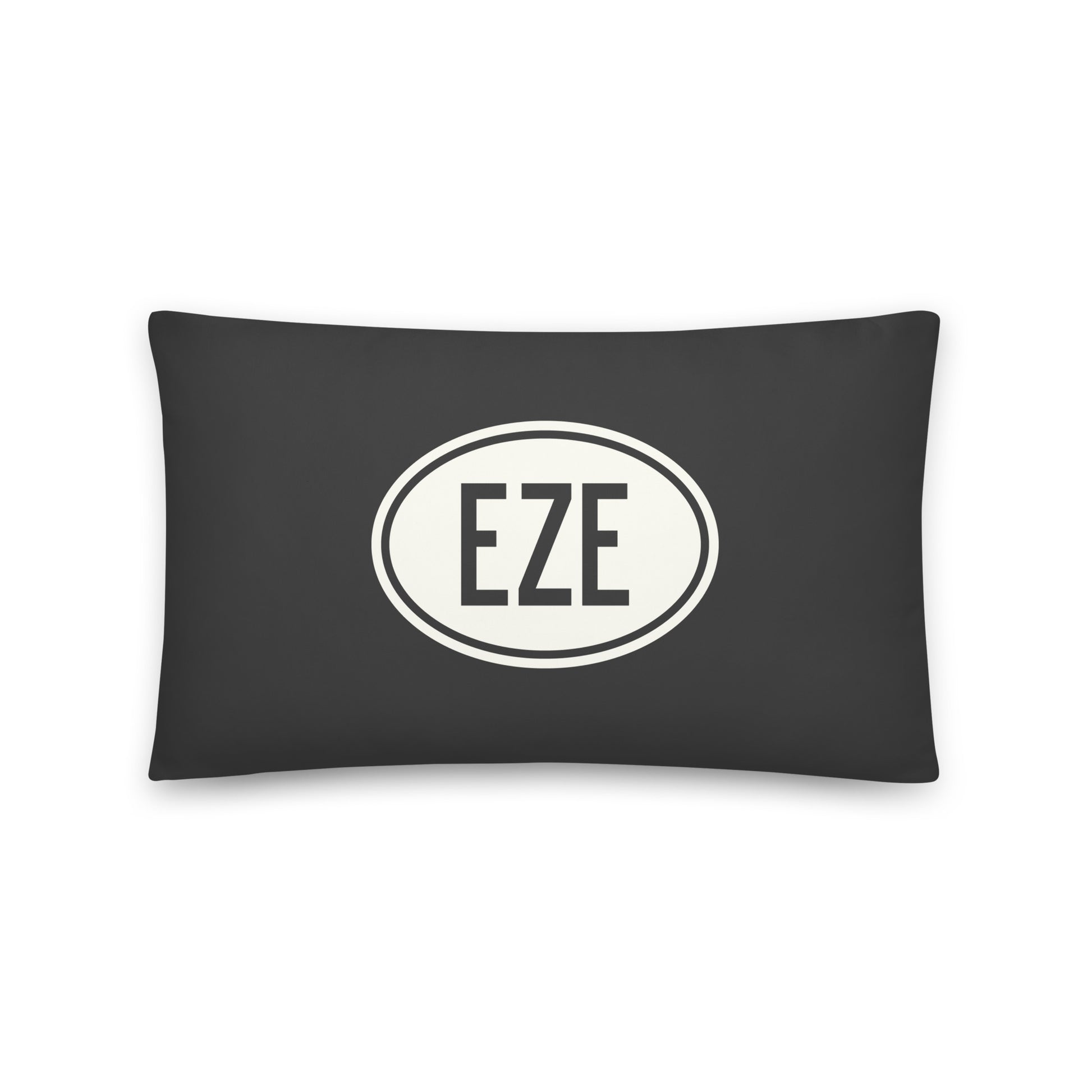 EZE Buenos Aires Throw Pillow • Eclipse Grey with Oval Car Sticker Design • YHM Designs - Image 01