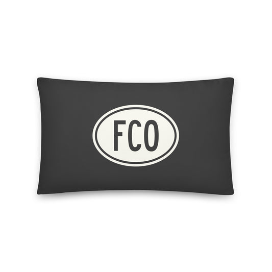 FCO Rome Throw Pillow • Eclipse Grey with Oval Car Sticker Design • YHM Designs - Image 01