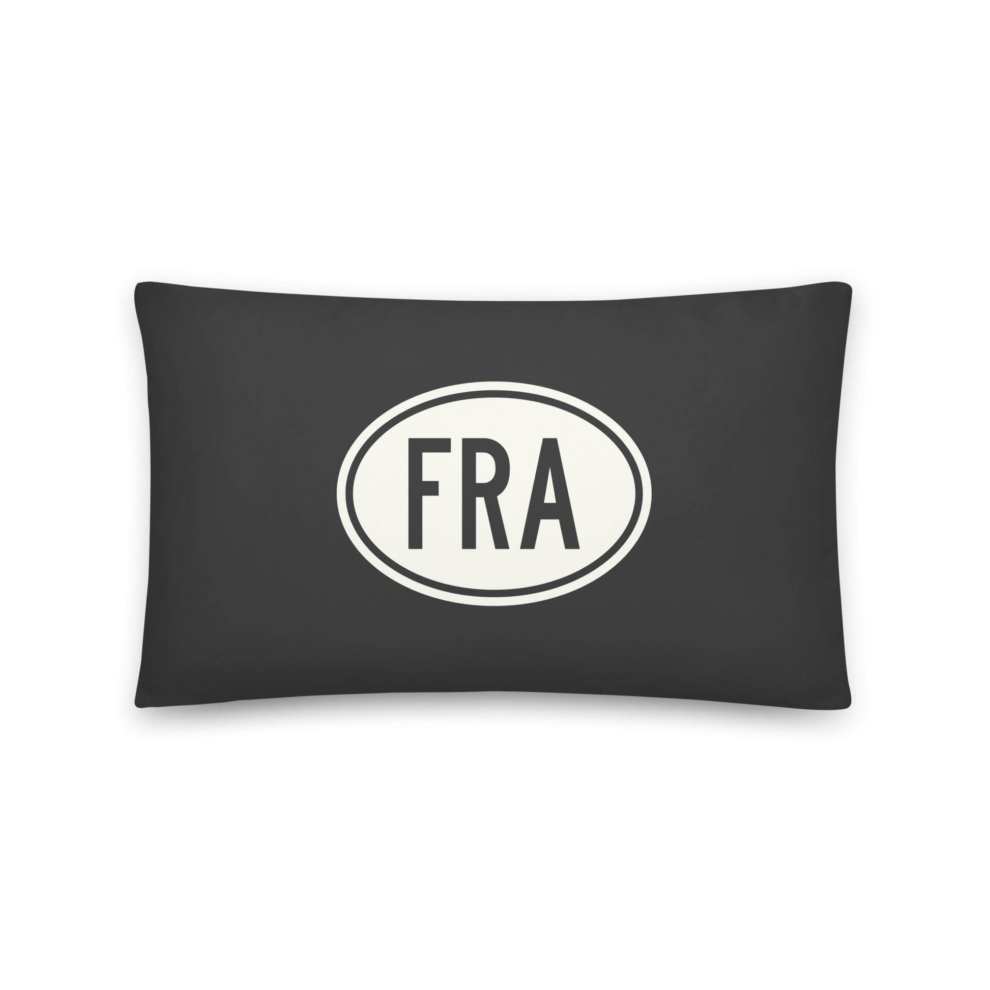FRA Frankfurt Throw Pillow • Eclipse Grey with Oval Car Sticker Design • YHM Designs - Image 01
