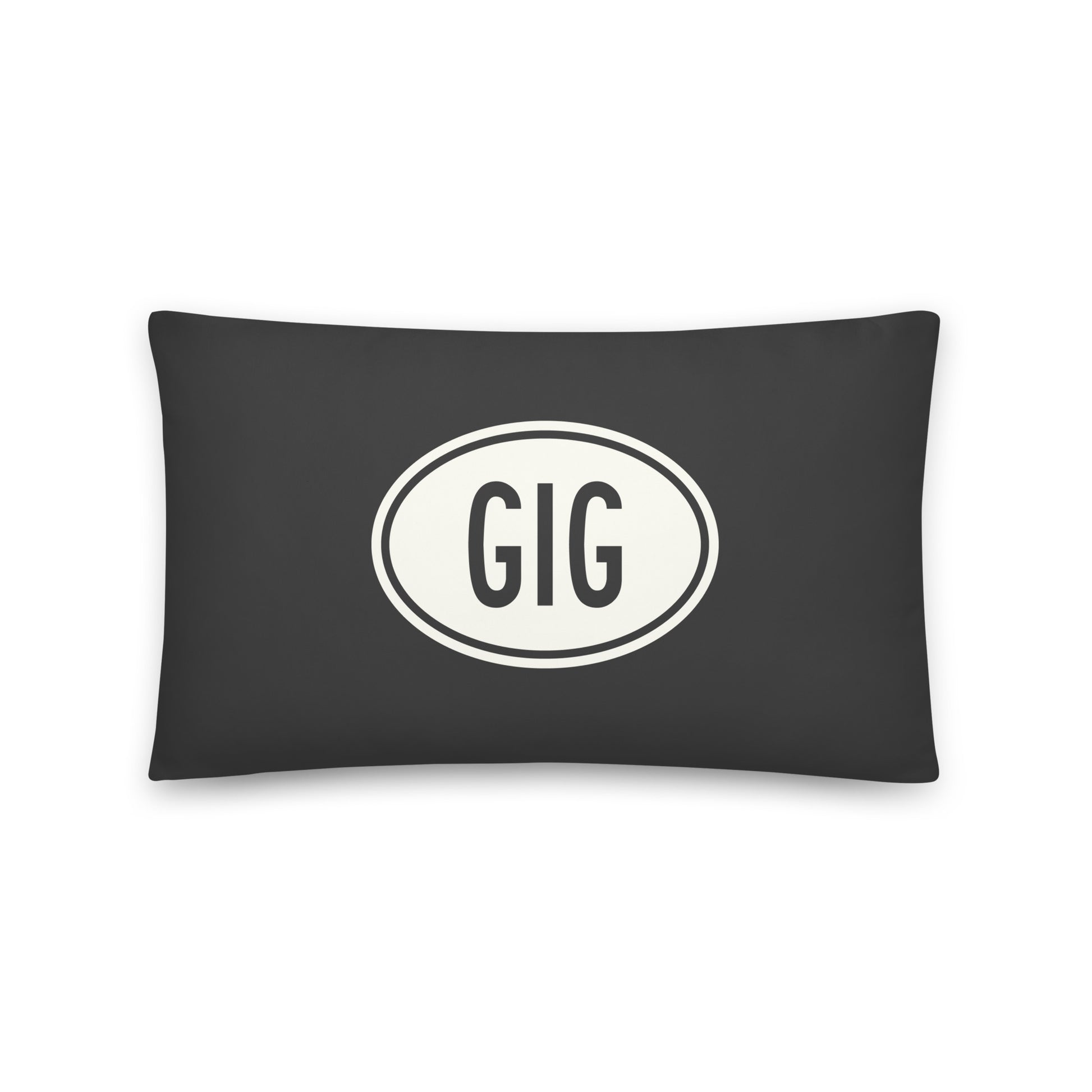 GIG Rio de Janeiro Throw Pillow • Eclipse Grey with Oval Car Sticker Design • YHM Designs - Image 01