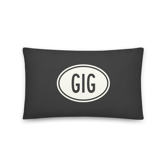 GIG Rio de Janeiro Throw Pillow • Eclipse Grey with Oval Car Sticker Design • YHM Designs - Image 01