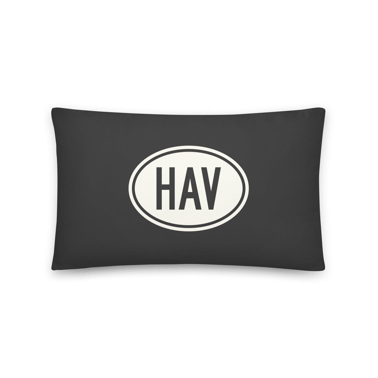 Unique Travel Gift Throw Pillow - White Oval • HAV Havana Souvenir • YHM Designs - Image 01