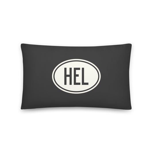 HEL Helsinki Throw Pillow • Eclipse Grey with Oval Car Sticker Design • YHM Designs - Image 01