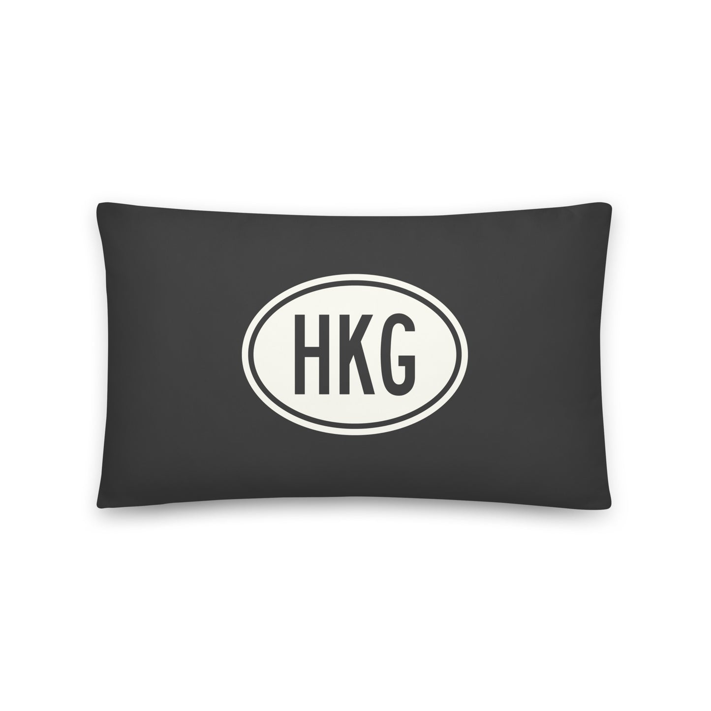 HKG Hong Kong Throw Pillow • Eclipse Grey with Oval Car Sticker Design • YHM Designs - Image 01