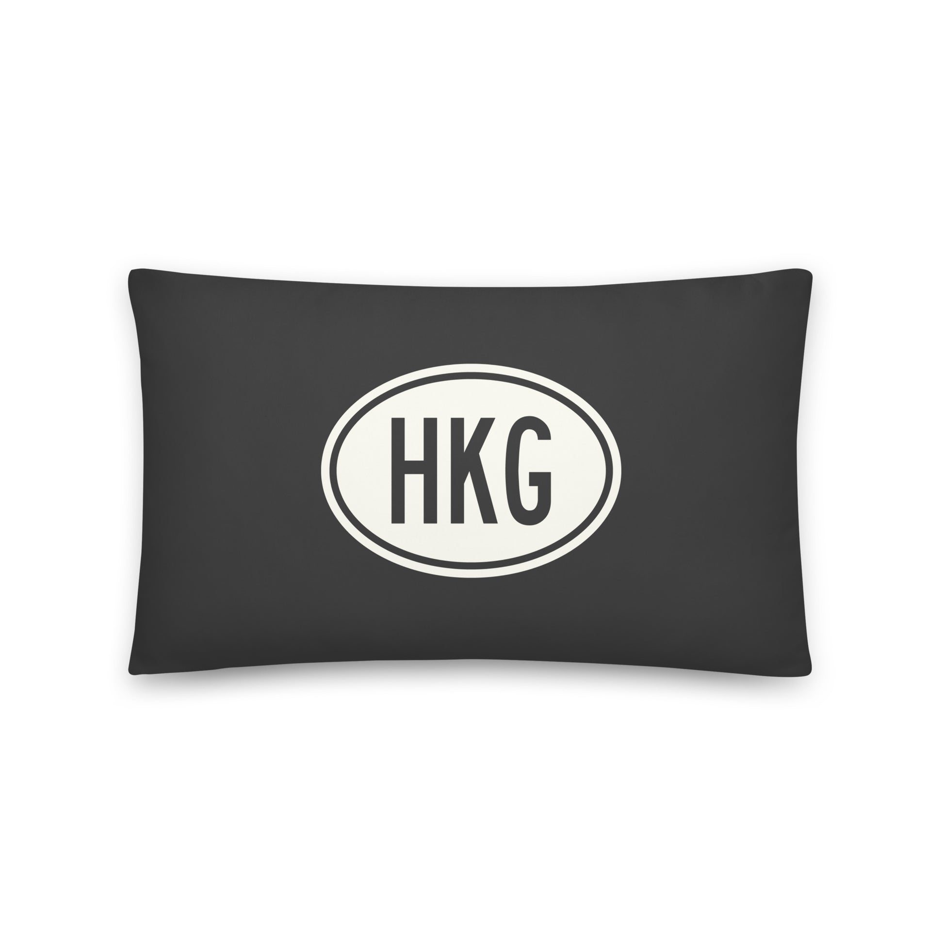 HKG Hong Kong Throw Pillow • Eclipse Grey with Oval Car Sticker Design • YHM Designs - Image 01