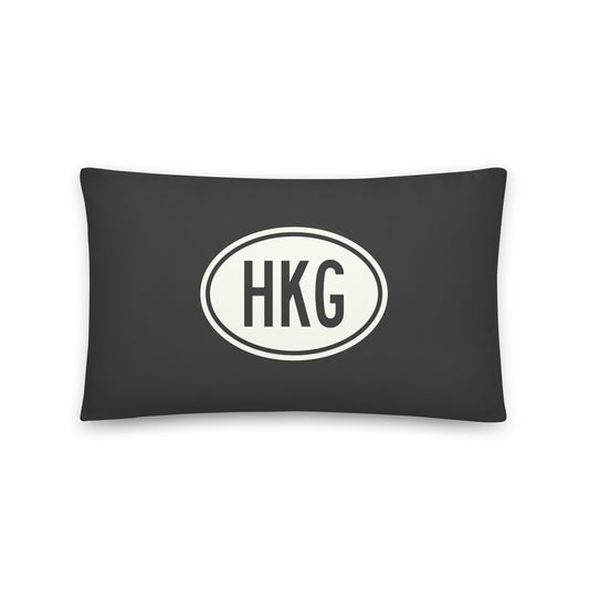 HKG Hong Kong Throw Pillow • Eclipse Grey with Oval Car Sticker Design • YHM Designs - Image 01