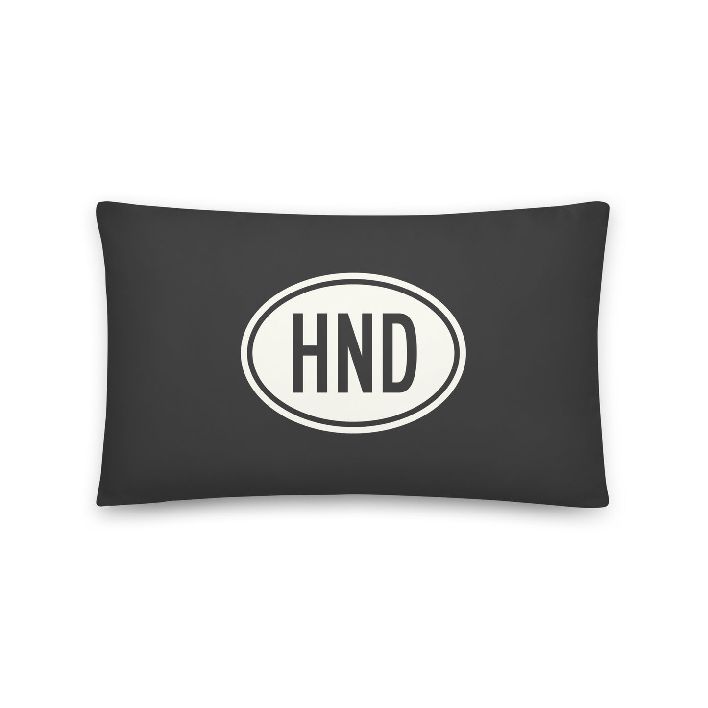HND Tokyo Throw Pillow • Eclipse Grey with Oval Car Sticker Design • YHM Designs - Image 01