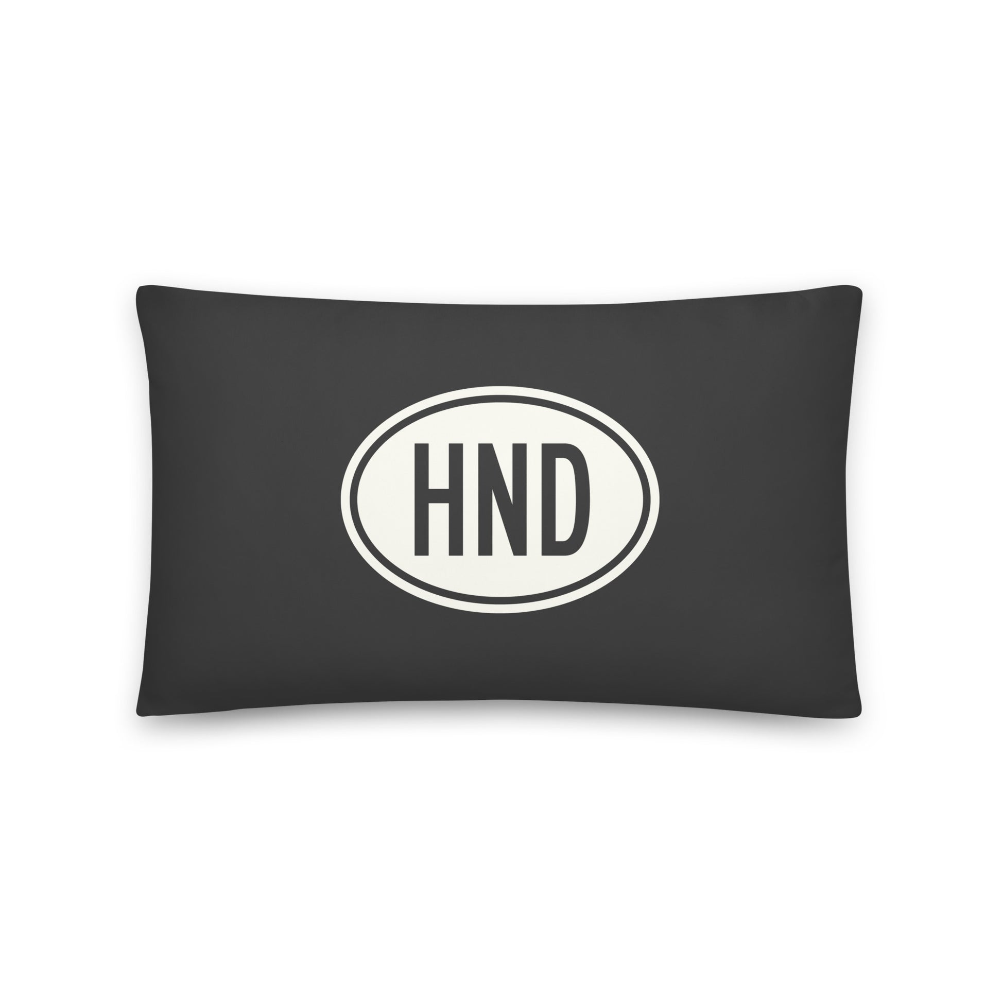 HND Tokyo Throw Pillow • Eclipse Grey with Oval Car Sticker Design • YHM Designs - Image 01