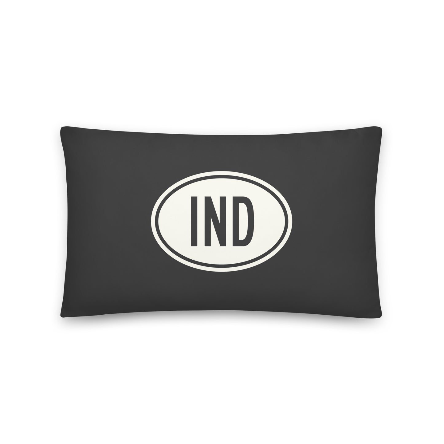 Unique Travel Gift Throw Pillow - White Oval • IND Indianapolis Souvenir • YHM Designs - Image 01