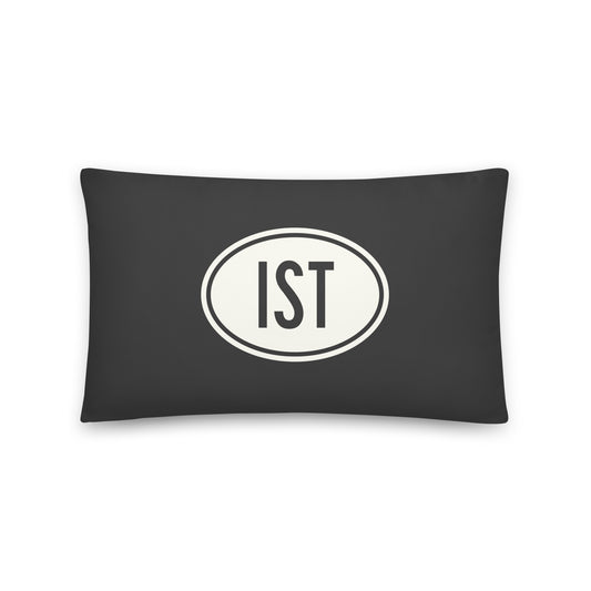 IST Istanbul Throw Pillow • Eclipse Grey with Oval Car Sticker Design • YHM Designs - Image 01