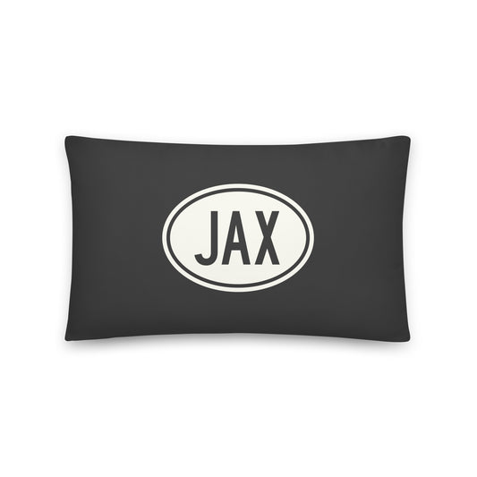 Unique Travel Gift Throw Pillow - White Oval • JAX Jacksonville • YHM Designs - Image 01
