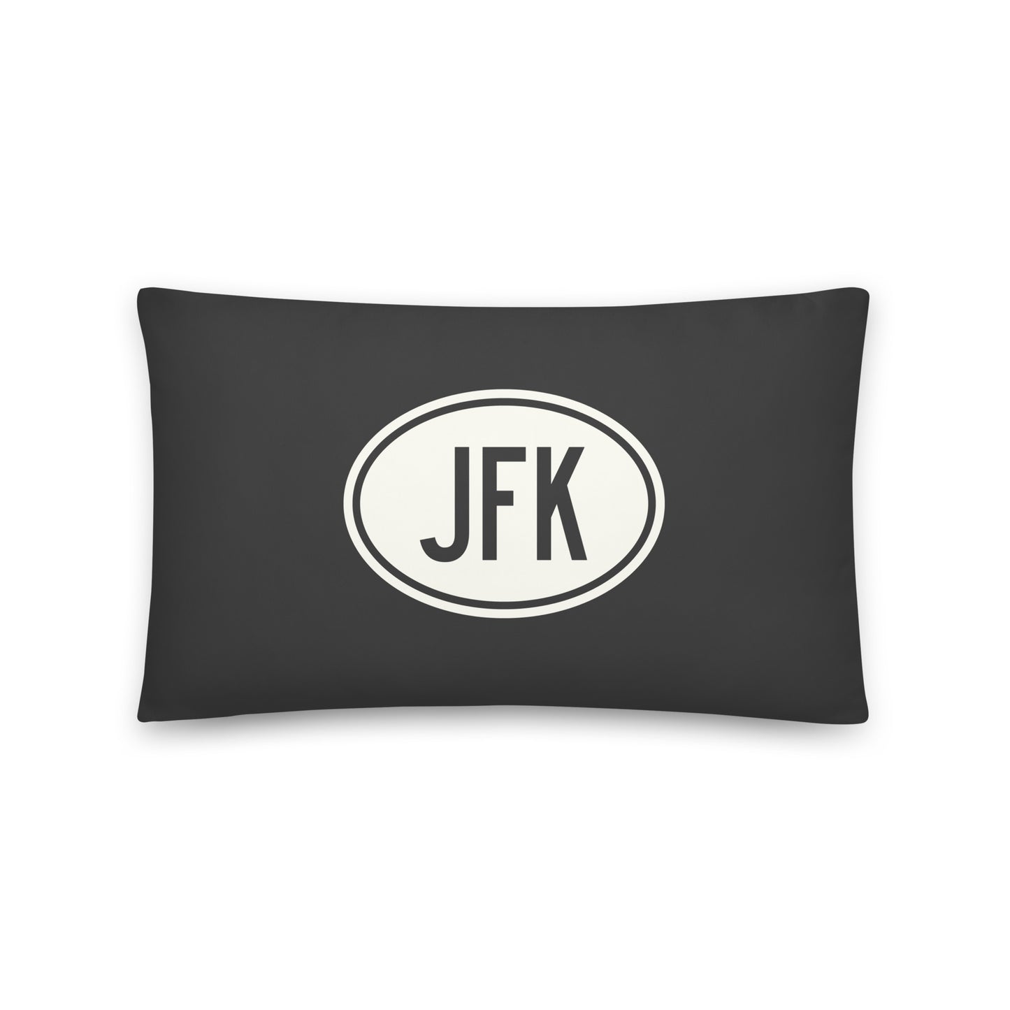Unique Travel Gift Throw Pillow - White Oval • JFK New York City Souvenir • YHM Designs - Image 01