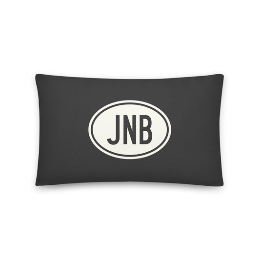 JNB Johannesburg Throw Pillow • Eclipse Grey with Oval Car Sticker Design • YHM Designs - Image 01