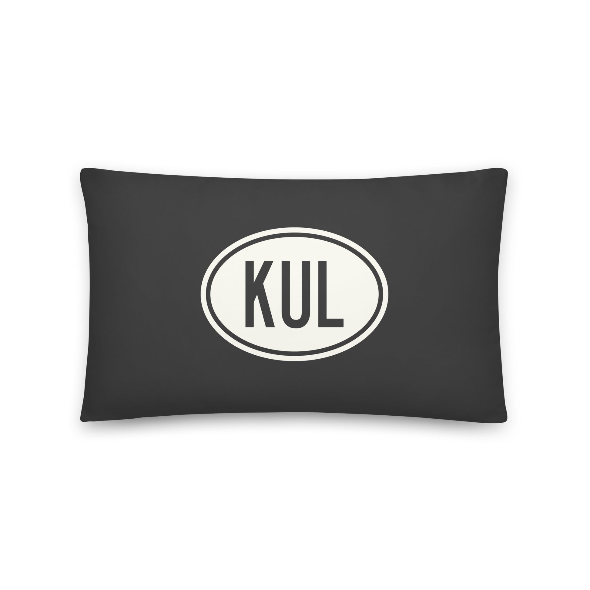 KUL Kuala Lumpur Throw Pillow • Eclipse Grey with Oval Car Sticker Design • YHM Designs - Image 01
