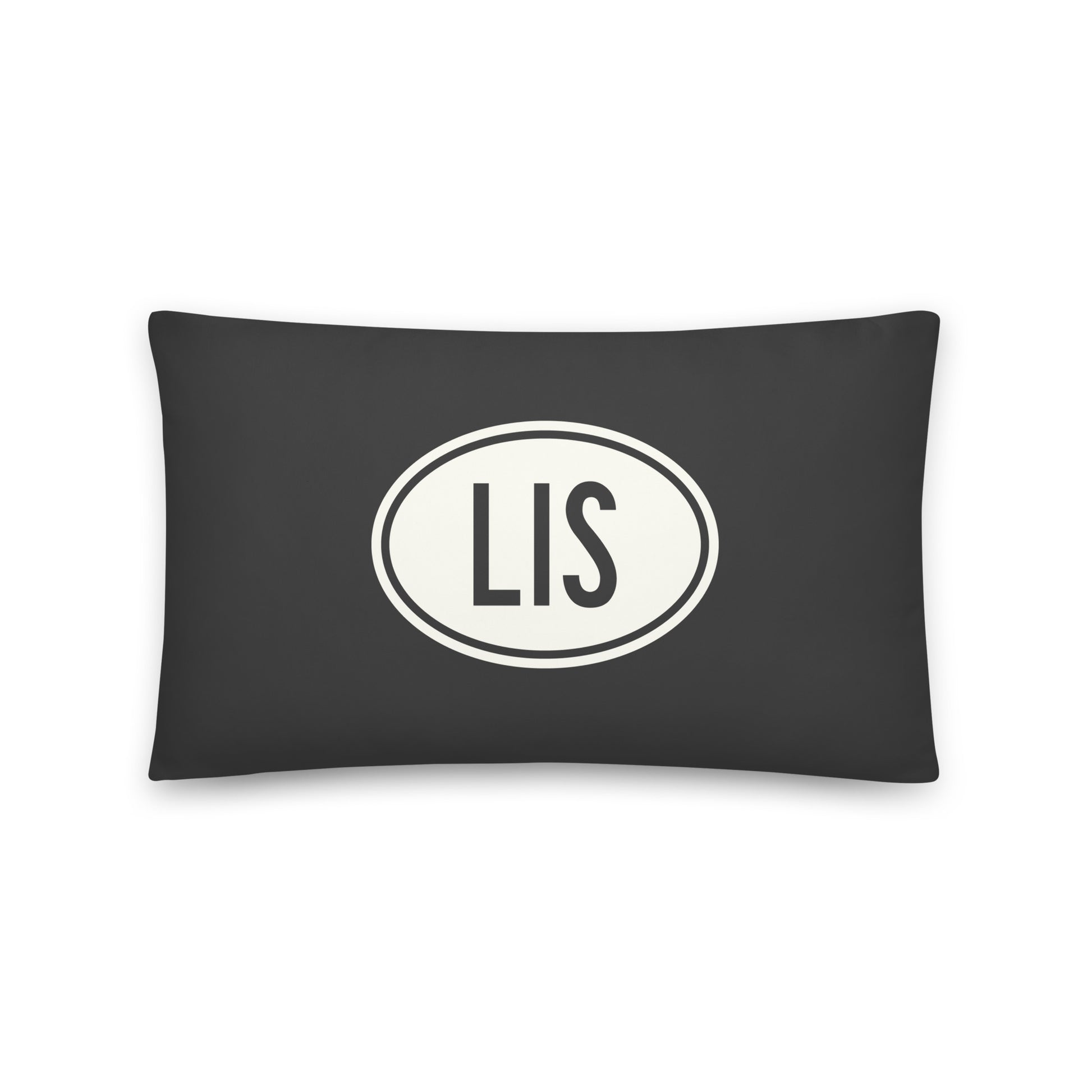 LIS Lisbon Throw Pillow • Eclipse Grey with Oval Car Sticker Design • YHM Designs - Image 01