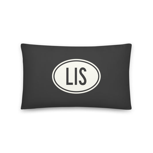 LIS Lisbon Throw Pillow • Eclipse Grey with Oval Car Sticker Design • YHM Designs - Image 01