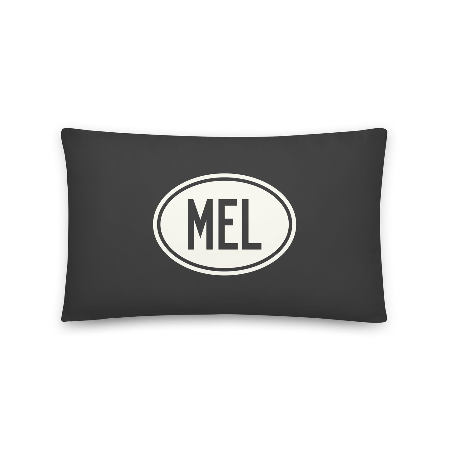 Unique Travel Gift Throw Pillow - White Oval • MEL Melbourne Souvenir • YHM Designs - Image 01