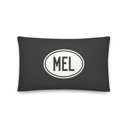 MEL Melbourne Throw Pillow • Eclipse Grey with Oval Car Sticker Design • YHM Designs - Image 01