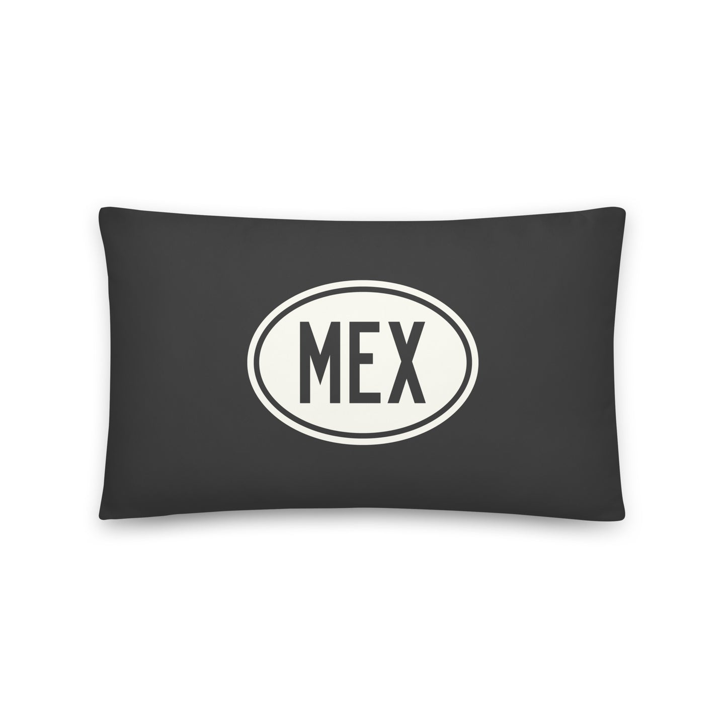 MEX Mexico City Throw Pillow • Eclipse Grey with Oval Car Sticker Design • YHM Designs - Image 01