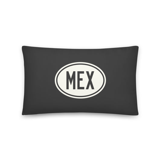MEX Mexico City Throw Pillow • Eclipse Grey with Oval Car Sticker Design • YHM Designs - Image 01