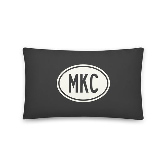 Unique Travel Gift Throw Pillow - White Oval • MKC Kansas City • YHM Designs - Image 01