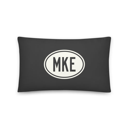 Unique Travel Gift Throw Pillow - White Oval • MKE Milwaukee • YHM Designs - Image 01