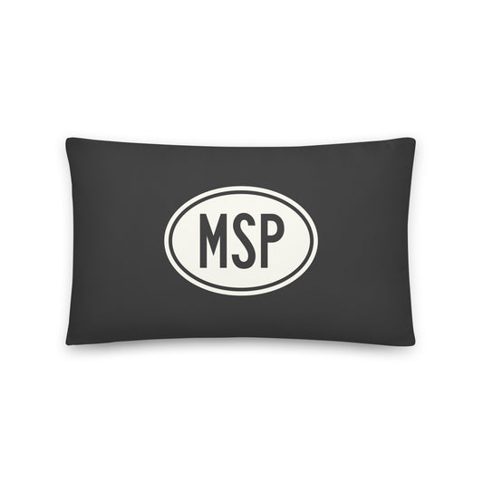 Unique Travel Gift Throw Pillow - White Oval • MSP Minneapolis • YHM Designs - Image 01