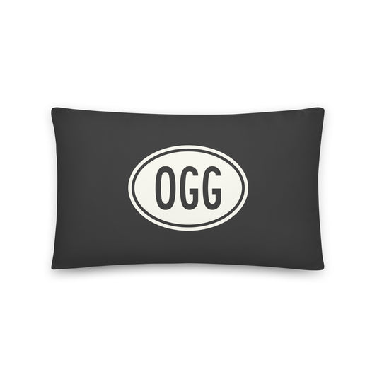Unique Travel Gift Throw Pillow - White Oval • OGG Maui • YHM Designs - Image 01