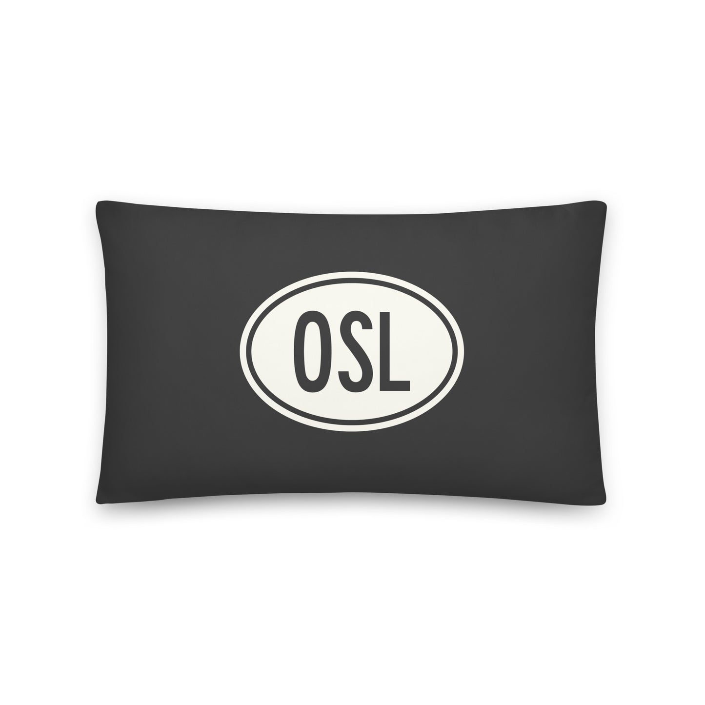 OSL Oslo Throw Pillow • Eclipse Grey with Oval Car Sticker Design • YHM Designs - Image 01