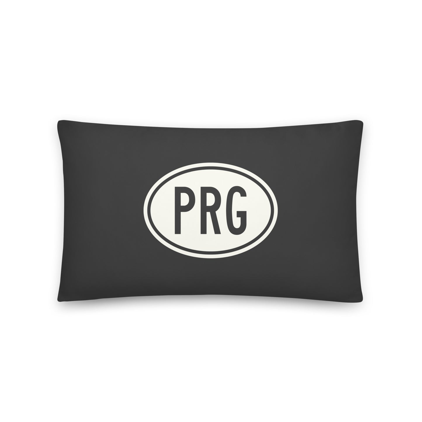 Unique Travel Gift Throw Pillow - White Oval • PRG Prague Souvenir • YHM Designs - Image 01