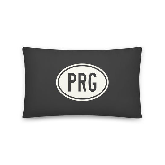PRG Prague Throw Pillow • Eclipse Grey with Oval Car Sticker Design • YHM Designs - Image 01