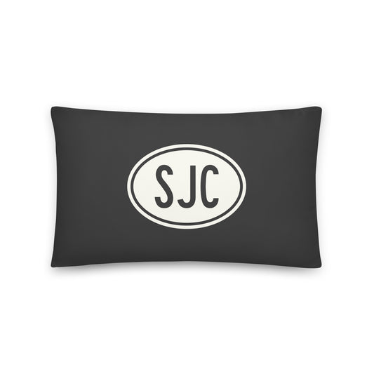 Unique Travel Gift Throw Pillow - White Oval • SJC San Jose • YHM Designs - Image 01