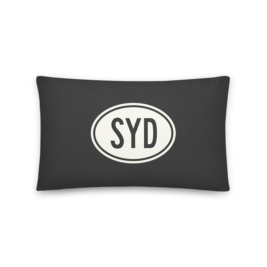 SYD Sydney Throw Pillow • Eclipse Grey with Oval Car Sticker Design • YHM Designs - Image 01