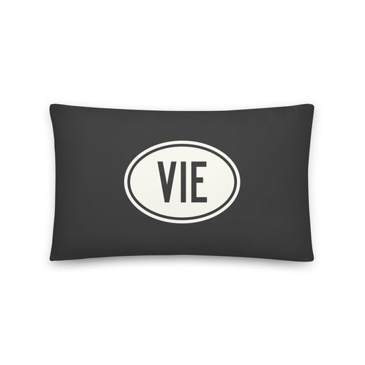 VIE Vienna Throw Pillow • Eclipse Grey with Oval Car Sticker Design • YHM Designs - Image 01