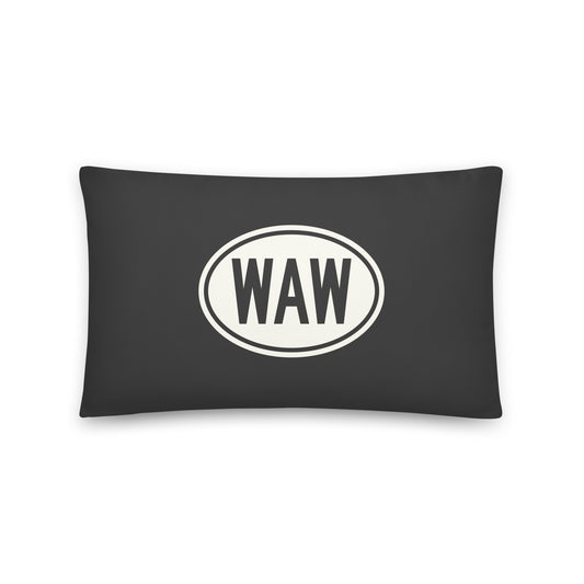 WAW Warsaw Throw Pillow • Eclipse Grey with Oval Car Sticker Design • YHM Designs - Image 01