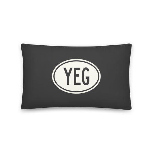 Unique Travel Gift Throw Pillow - White Oval • YEG Edmonton • YHM Designs - Image 01