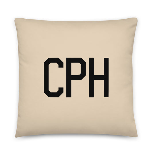 CPH Copenhagen Throw Pillow • Air Force Lettering & Red Buffalo Plaid • YHM Designs - Image 01