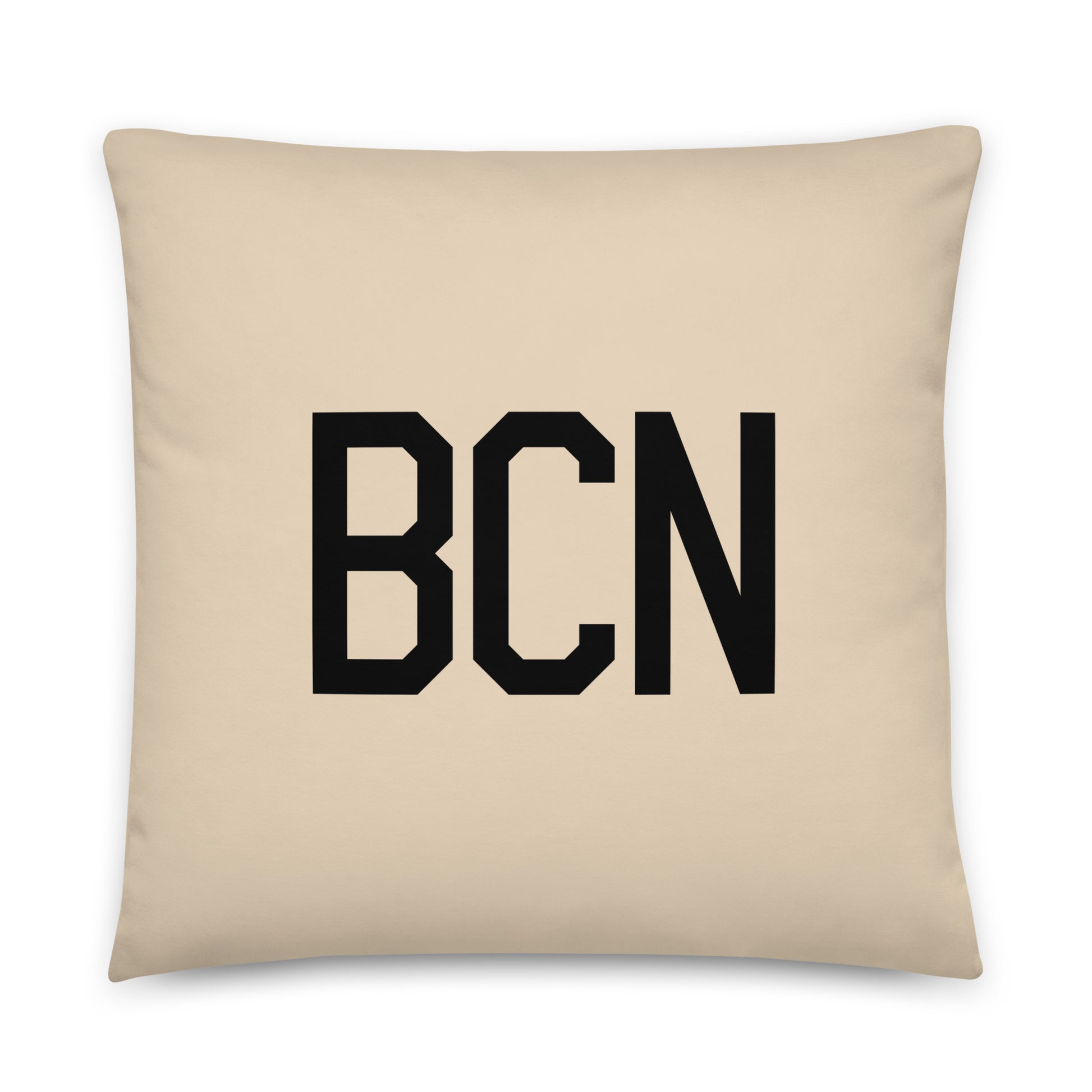 BCN Barcelona Throw Pillow • Air Force Lettering & Red Buffalo Plaid • YHM Designs - Image 01