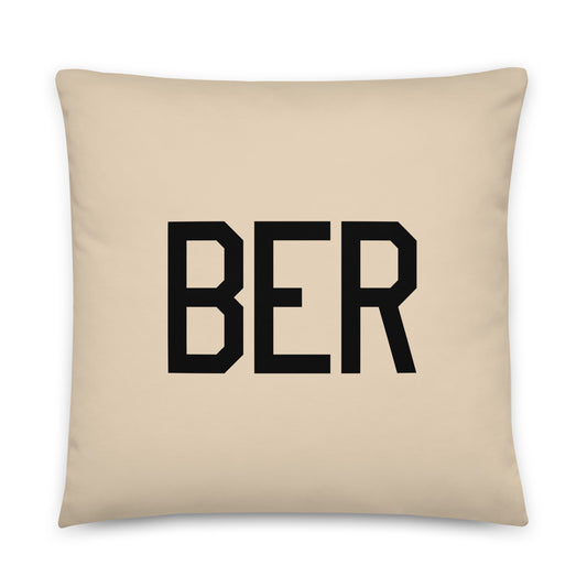 BER Berlin Throw Pillow • Air Force Lettering & Red Buffalo Plaid • YHM Designs - Image 01